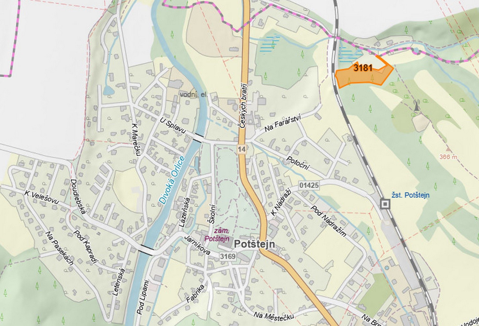 INVESTIČNÍ PŘÍLEŽITOST V POTŠTEJNĚ – ZEMĚDĚLSKÝ POZEMEK 7 937 m² - PLÁNOVANÝ OBCHVAT